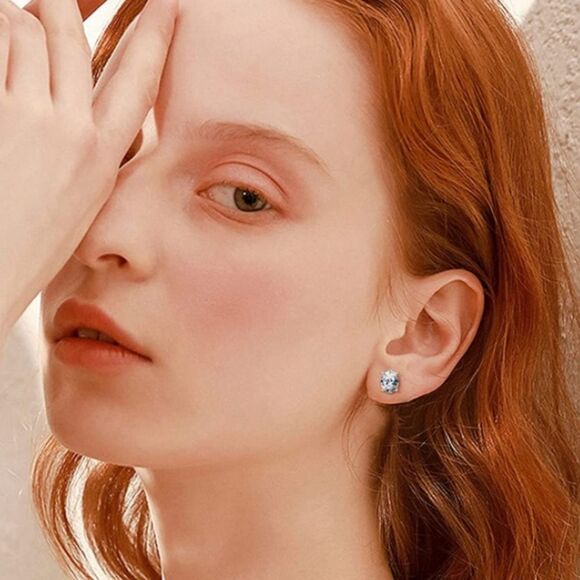 14k Diamond Moissanite 4 Carat Screw Back Solitaire Earrings - Picture 7 of 11